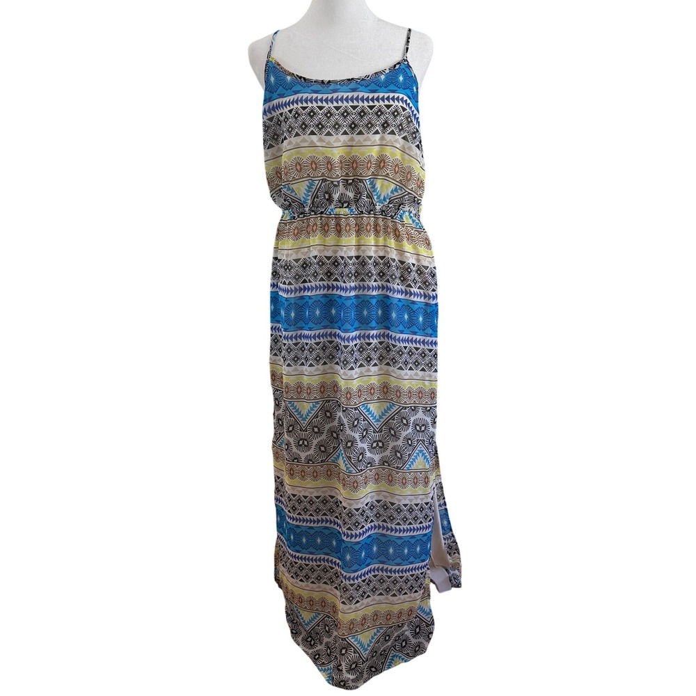 Old Navy Womens Geometric Tribal Sleeveless Maxi Dress Large Beach Boho Cruise
